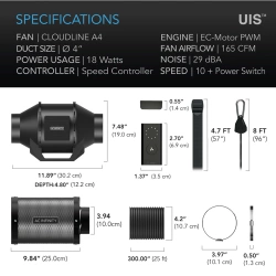 Zestaw wentylacyjny AC Infinity 100 mm – kompletny system filtracji powietrza do namiotów uprawowych